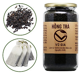 Hồng Trà Nguyên Chất Bảo Lộc Vũ Gia 200gr-hũ + Tặng 5 Túi Lọc Đựng Trà