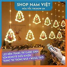 Dây LED Rèm Trang Trí Giáng Sinh 10 Chi Tiết Ngang 3m, Kèm Remote - Chính Hãng NAVIVU