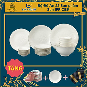 Mua Bộ bàn ăn 22 sản phẩm Sen IFP Chỉ Bạch Kim - Gốm sứ cao cấp Minh Long I