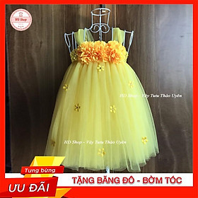 Váy tutu cho bé ️️ Váy tu tu vàng hoa xù nhí cho bé gái thôi nôi