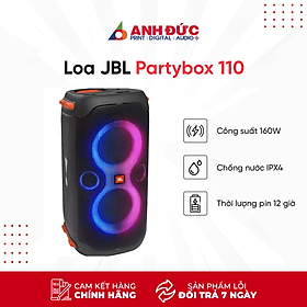 Loa Bluetooth JBL Partybox 110 (Công Suất 160W, Pin 12h) - Hàng Chính Hãng PGI