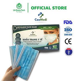 Khẩu trang y tế CAEMEDI 3 lớp Xanh cao cấp, kháng khuẩn, lọc bụi bẩn đạt chuẩn BFE, FDA xuất khẩu Châu Âu - Hộp 50 cái