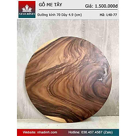 Mua Mặt Bàn Tròn Gỗ Me Tây Nguyên Khối Đường Kính 70 Dày 4 9 (cm)