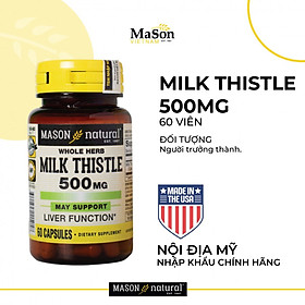 Mason Natural Milk Thistle 500mg Hỗ trợ tăng cường chức năng gan lọ 60 viên