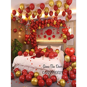 { Tặng 1 gói cánh hoa màu đỏ) BÓNG BAY TRANG TRÍ PHÒNG CƯỚI ĐẸP TÔNG ĐỎ QB036