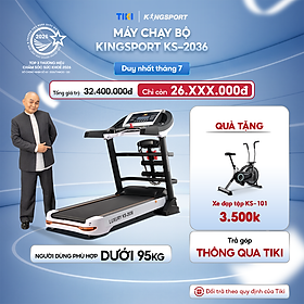 Miễn phí lắp đặt | Máy chạy bộ tại nhà Kingsport Luxury KS-2036 có chức nâng dốc tự động, kèm theo đai massage và thanh gập bụng