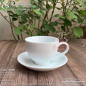 Ly tách cafe capuchino 220ml men trắng gốm sứ Bát Tràng cao cấp