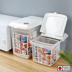 Thùng đựng gạo thông minh 10kg Inomata hàng nội địa Nhật Bản có bánh xe dễ dàng di chuyển AD53