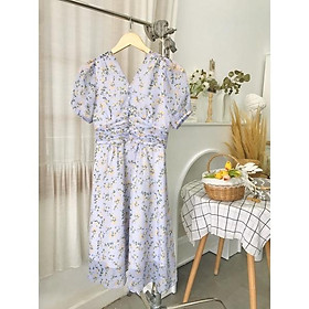 Đầm thiết kế WONDERHOUSE cổ v đính hạt châu dáng xòe dài công sở, dạo phố nữ tính - Bloom Dress