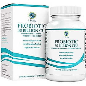 30 Billion CFU Probiotic Supplement with Prebiotics – Patented Acid Resistant Capsules to Promote Gut Health, Support Immune System – Probiotics for Women and Men of All Ages - 60 Vegetarian Capsules