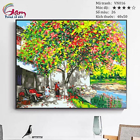 Mua Tranh tô màu theo số sơn dầu số hóa ngõ nhỏ bên sông VN016