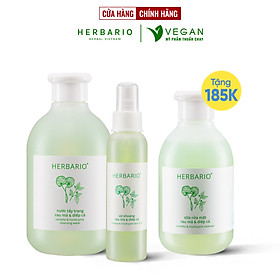 Bộ 3 rau má và diếp cá Herbario chăm sóc da mụn: Nước tẩy trang 300ml + Sữa rửa măt 200ml + Xịt khoáng 100ml
