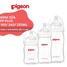 Bình sữa cổ rộng lớn PP Plus Pigeon 160ml/ 240ml/ 330ml