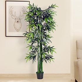 Cây tre giả - Đường kính thân 3 cm – Cao từ 150 đến 200 cm – Thân cây thật, lá nhựa PVC - Cây tre nhân tạo – Cây giả, hoa lụa trang trí – Cây trúc giả - Thân xanh - 200 cm - nhiều lá