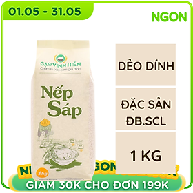 Gạo Nếp Sáp Vinh Hiển túi 1KG dẻo dính, xôi thơm Nếp sạch 3 KHÔNG