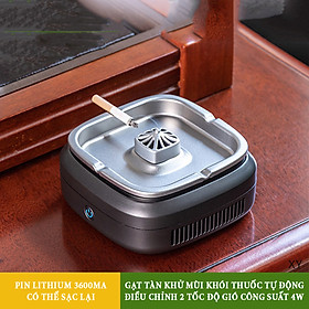 Gạt tàn khử mùi khói thuốc tự động chức năng lọc không khí điều chỉnh 2 tốc độ gió công suất 4W pin dung lượng 3600mA