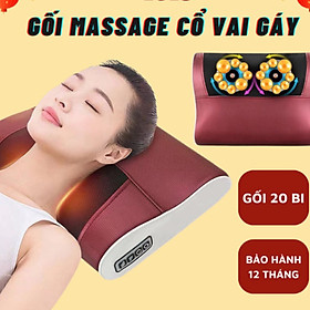 Hình ảnh Gối Massage Hồng Ngoại 20 bi- Phiên Bản 2023 - Có túi khí - mátxa Cổ, Vai, Gáy, Toàn Thân Đa Năng Hỗ Trợ Giảm Đau Nhức Hiệu Quả An Toàn Khi Dùng Thích Hợp Cho Mọi Lứa Tuổi