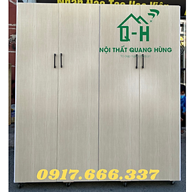 TỦ NHỰA ĐÀI LOAN 4 CÁNH TREO QUẦN ÁO MÀU SỒI TRẮNG 1M6X1M8X47CM DÀNH CHO CẢ GIA ĐÌNH