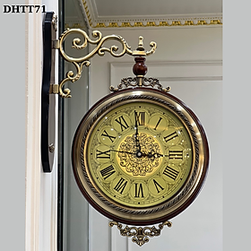 Mua Đồng hồ treo tường TÂN CỔ ĐIỂN 2 mặt Sang Trọng DHTT71 - Đồng hồ chạy pin  kim trôi tĩnh âm