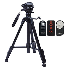 Mua Combo Chân Máy Ảnh Tripod Yunteng VCT-691 + Remote Cho Máy Ảnh (Giao Ngẫu Nhiên) - Hàng Nhập Khẩu