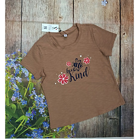 Áo phông ngắn tay, áo thun nữ cộc tay Vicci AP.01.4 chất liệu cotton vân gỗ in chữ Bee Kind