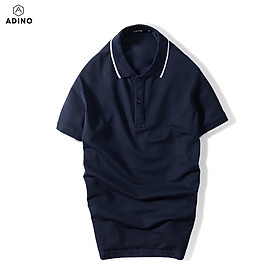 Áo polo nam ADINO màu trắng phối viền vải cotton co giãn dáng công sở slimfit hơi ôm trẻ trung AP71
