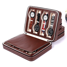 Hộp Đựng Đồng Hồ 8 Ngăn Thiết Kế Khóa Cài Chắc Chắn Da Mềm Bảo Vệ Đồng Hồ