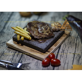 Mua COMBO Đá nướng thịt núi lửa loại 15x15cm dày 2cm + Khay gỗ XÀ CỪ TRÒN NGHỆ THUẬT -ISO9001