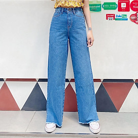 QUẦN JEANS ỐNG SUÔNG COTTON 2 KHUY JEA64 - XANH ĐẬM