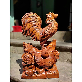 Mua TƯỢNG GIA ĐÌNH GÀ BẰNG GỖ HƯƠNG ĐÁ KT 40×24×14CM