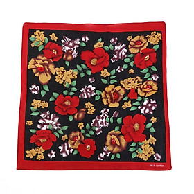 Khăn Bandana phong cách Vintage dễ thương 54x54cm - BDN06.6 mẫu đơn đỏ vàng