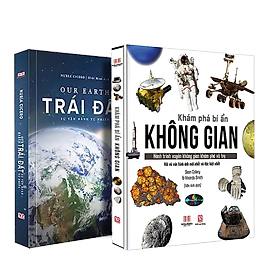 Hình ảnh Combo sách Trái đất và sách Khám phá bí ẩn không gian - Tổng hợp kiến thức khoa học tự nhiên và vũ trụ - Á Châu Books, Bìa cứng in màu