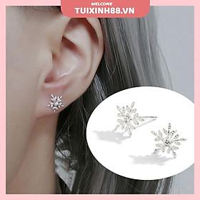 Đôi bông tai hình hoa tuyết màu bạc thời trang Hàn Quốc cho nữ MS04