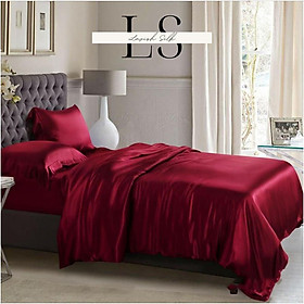 Bộ Ga Phủ Phi Lụa Lavish Silk Cao Cấp Mát Lạnh Hàng Loại 1 Không Nối Vải - Đỏ Tươi