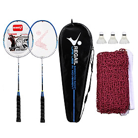 Bộ vợt đánh cầu lông tập thể dục thể thao cho gia đình gồm 2 vợt, túi, 3 quả cầu và lưới-Màu xanh dương-Size
