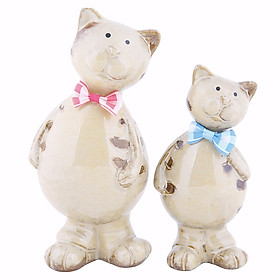 Bộ Quà Tặng Gốm Sứ Bát Tràng A307 - Mèo Nơ (2 Con)