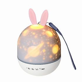 Đèn ngủ chiếu sao KG157 3D tai thỏ tự xoay 5 chế độ sáng cực đẹp, đèn led chiếu nghệ thuật trang trí phòng ngủ - Hàng chính hãng
