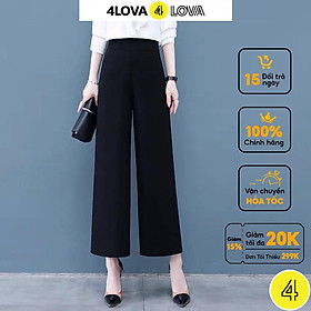 Quần tây ống rộng nữ dáng suông công sở basic 4LOVA Culottes dài khóa sườn cạp cao tôn dáng