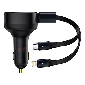 Mua Tẩu Sạc Kèm Cáp Công Suất Cao Baseus Enjoyment Retractable 2-in-1 Car Charger C+L 30W (Hàng chính hãng)