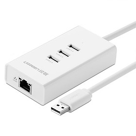Mua Cáp chuyển đổi USB 2.0 Sang 1*Lan RJ45 hổ trợ 10/100Mbps  3*USB 2.0 dây dài 50cm màu Trắng Ugreen UNW20259CR102 hàng chính hãng