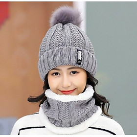 Mũ nón len nữ thu đông tặng kèm khăn cổ y hình thời trang Korea dona23132001