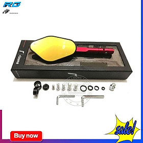 Gương Kính Chiếu Hậu Cho Xe Máy Loại 1 Màu Cán Đỏ - Tặng Kèm Bộ Chế Xoay 360 Độ