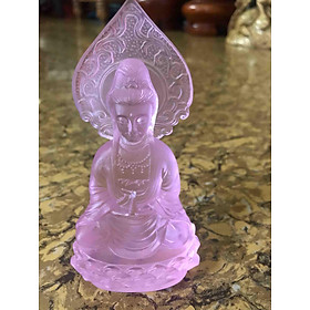 Tượng Phật Bà Quan Âm Đá Lưu Ly Hồng Size Cao 13cm Đk 7cm Anh Chị mệnh Hỏa mệnh Thổ để trên bàn hay trong xe hơi ạ