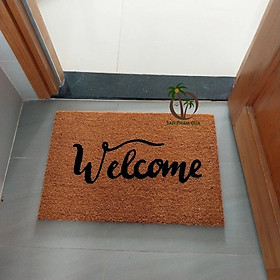 THẢM CHÙI CHÂN BẰNG XƠ DỪA CÓ ĐẾ CHỐNG TRƯỢT IN WELCOME 40x60