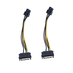 2x 15pin SATA Power to 6pin PCIe PCI Express Adapter Cable for Video Card
