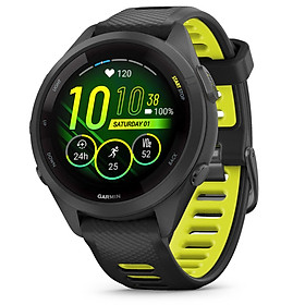 Đồng hồ Garmin Forerunner 265S_Mới, hàng chính hãng - Black Bezel and Case with Black/Amp Yellow Silicone Band