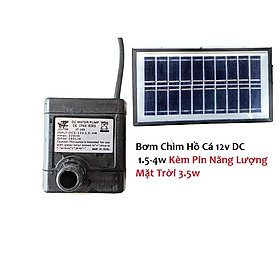 Bơm chìm hồ cá 12v DC 1.5-4W Kèm Pin Năng Lượng Mặt Trời 3.5W