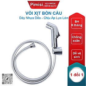 Vòi Xịt Bồn Cầu Vệ Sinh Phòng Tắm Pimisi PVX-206 Chịu Áp Lực Nước Lớn Như Chung Cư, Nhà Cao Tầng Hay Máy Tăng Áp Mạ Màu Inox, Với Tay Xịt Toilet WC Chìm Chống Gãy - Bể - Vỡ Và Dây Nhựa Dẻo Cao Cấp - Mềm - Trơn Bề Mặt | Hàng Chính Hãng