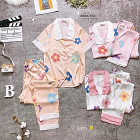 Mẫu Hot Đồ Bộ Pijama Mặc Nhà Lụa Latin Hàng Thiết Kế Màu Sắc Trang nhã Vải mềm mịn mát