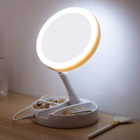 Gương Trang Điểm Gấp Gọn Để Bàn Có Đèn LED, gấp gọn gàng, sang trọng, hiện đại, tiện lợi, dễ dàng sử dụng